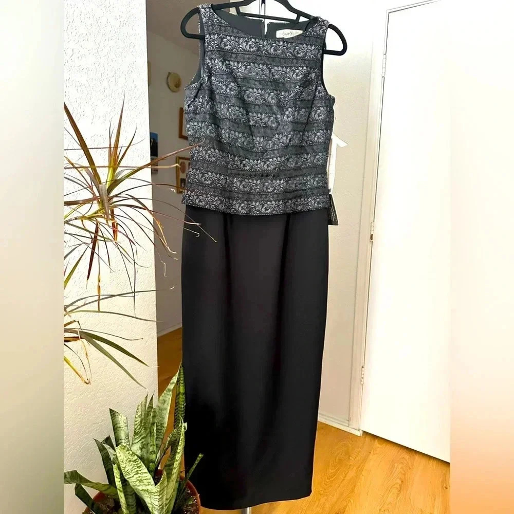 Marie T. Claire elegant sequined black dress size 8
